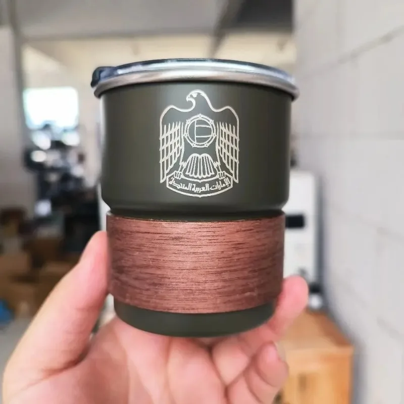 The United Arab Emirates Logo Stainless Steel Cup Mug with Wood Lid 300ml Outdoor Camping Coffee Mug Wholesale gift cups - view 2