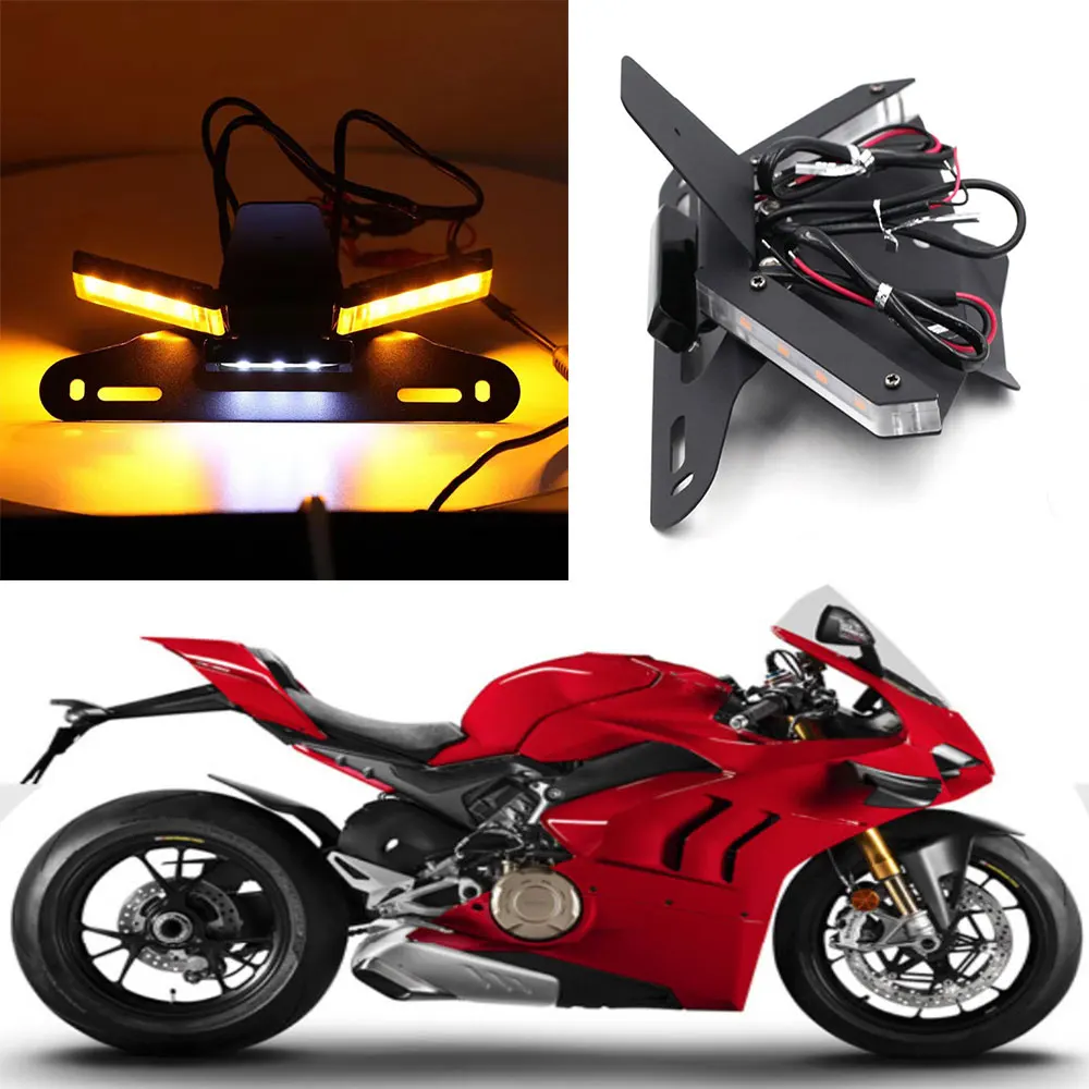 

For Ducati Panigale V4 V 4 2018 2019 2020 2021 Motorcycle License Plate Holder Accessories Tail Tidy Fender Eliminator LED