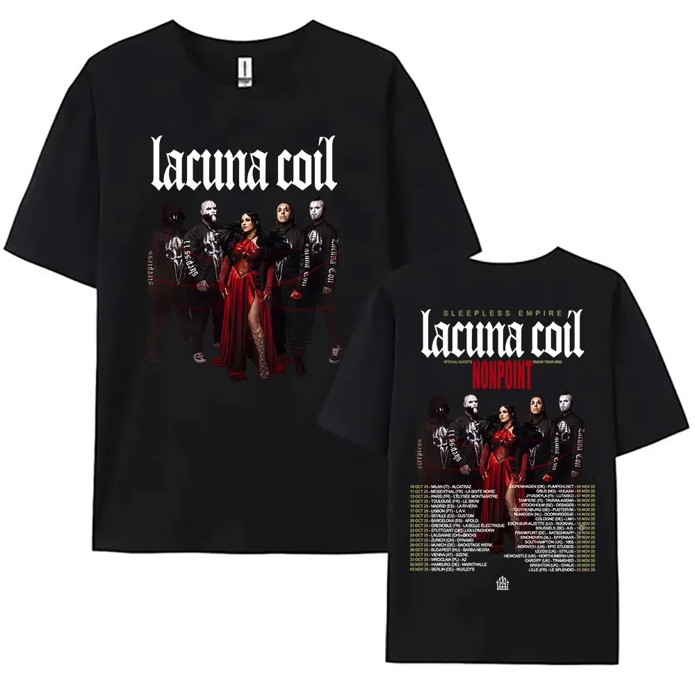 

Lacuna Coil без рукавов Empire Tour 2025 футболка с коротким рукавом хлопковая модная футболка с принтом свободная повседневная мужская и женская футболка уличная