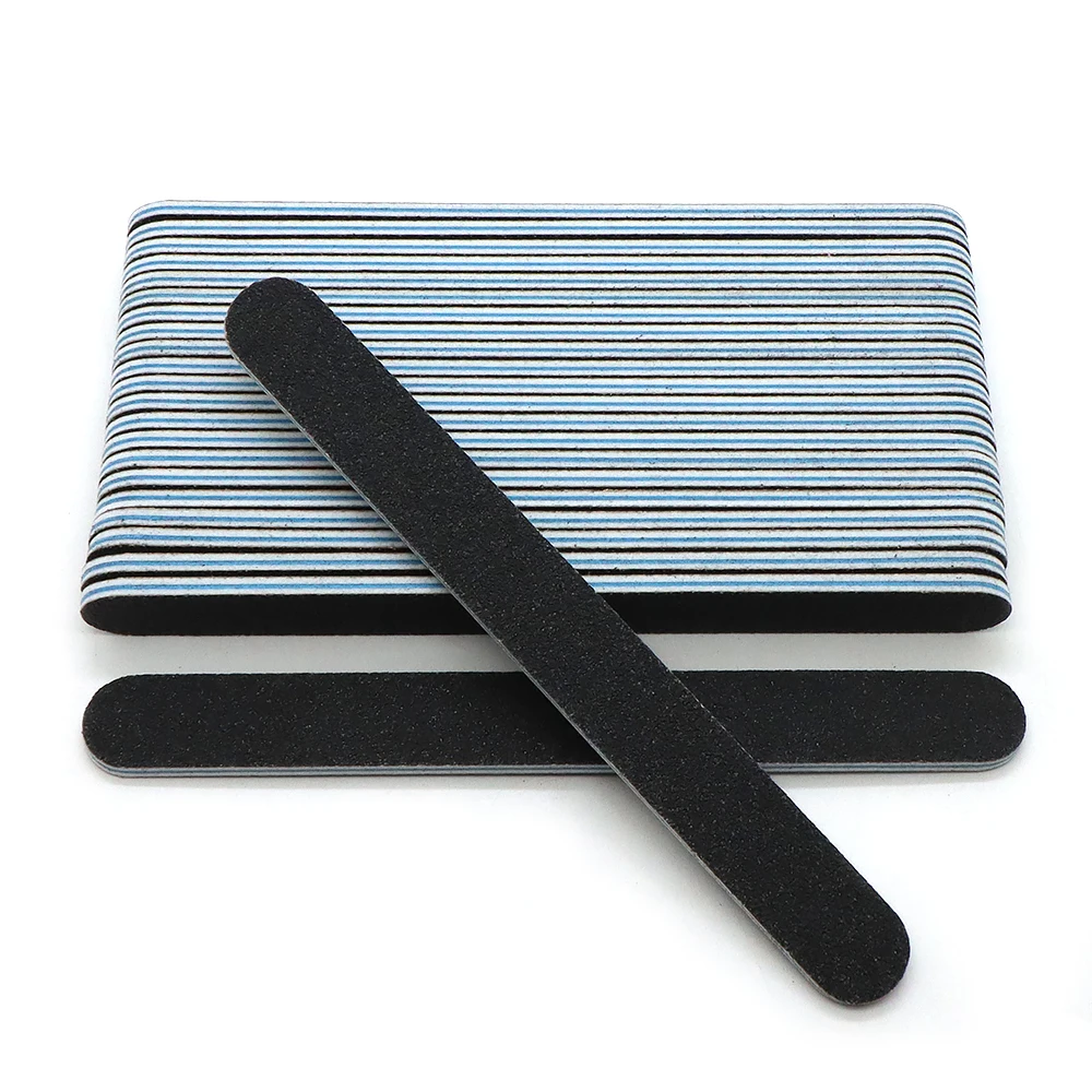 8/25/50 قطعة ورق الصنفرة الأسود ملف الأظافر 100/180 مزدوج الوجهين الرملي كتلة مانيكير باديكير الرعاية أداة الأزرق PP مجلس مسمار الفن الملفات