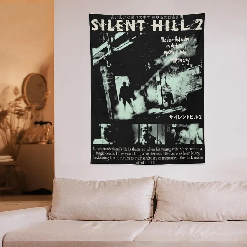 1pc Silent Hill 2 Wall Tapestry, Polyester 2D Wall Art for Bedroom & Living Room Decor, Horror Game Aesthetic Room Decoration, G