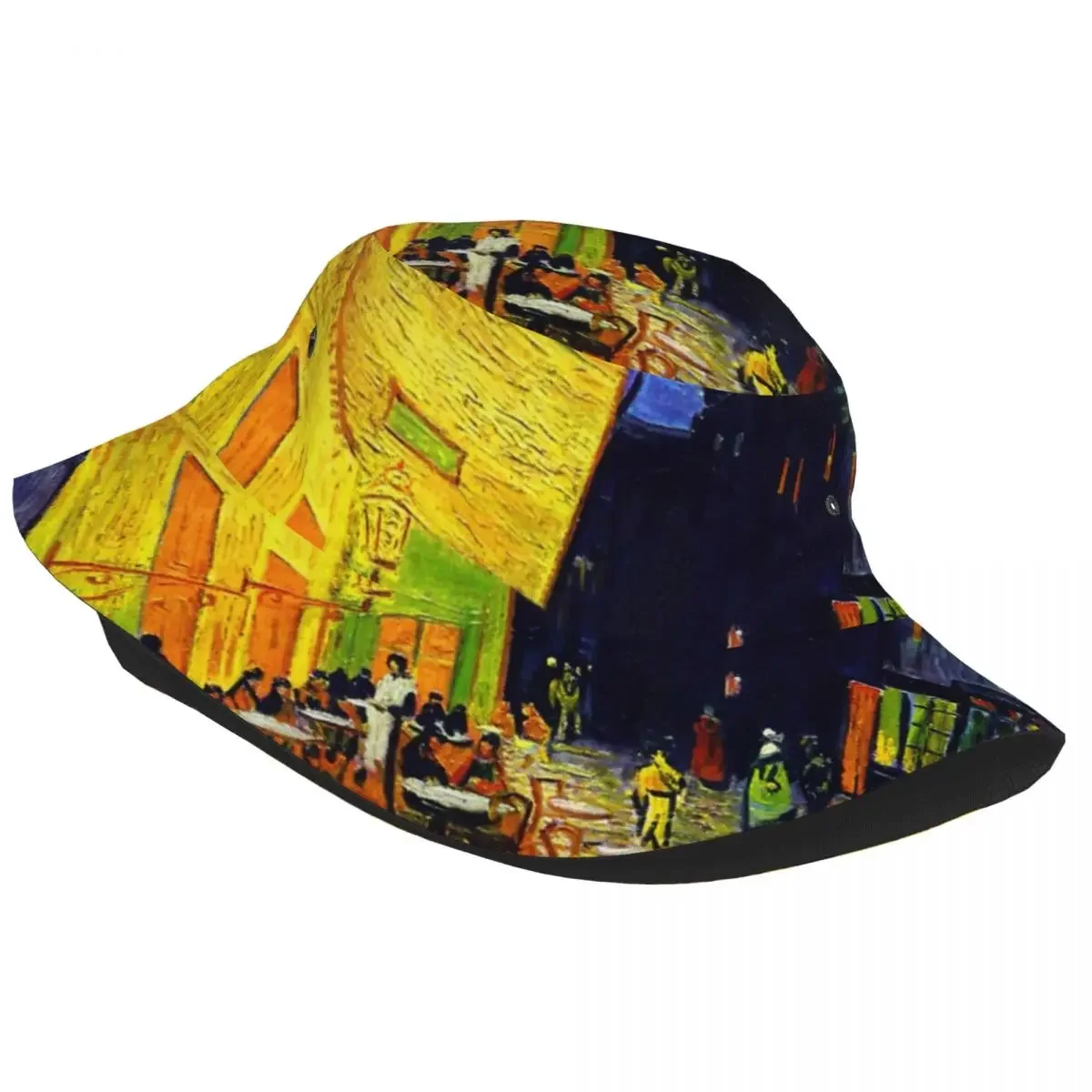 Spring Headwear Cafe Terrace At Night Van Gogh Paris Scenery Bucket Hat Trendy Women Sun Hat Bob Hat Packable Fishing Caps