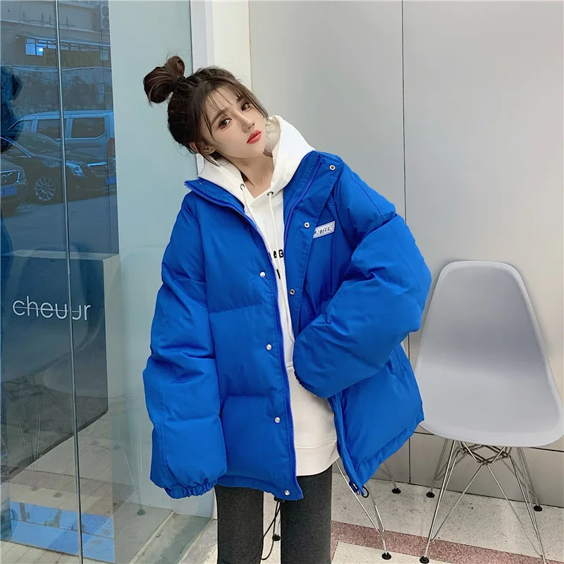 Winter Warm Thick Parkas Women's Jacket Loose Student Cotton Padded Coat Designer Cotton Jacket Zipper Long Sleeve Top Parka