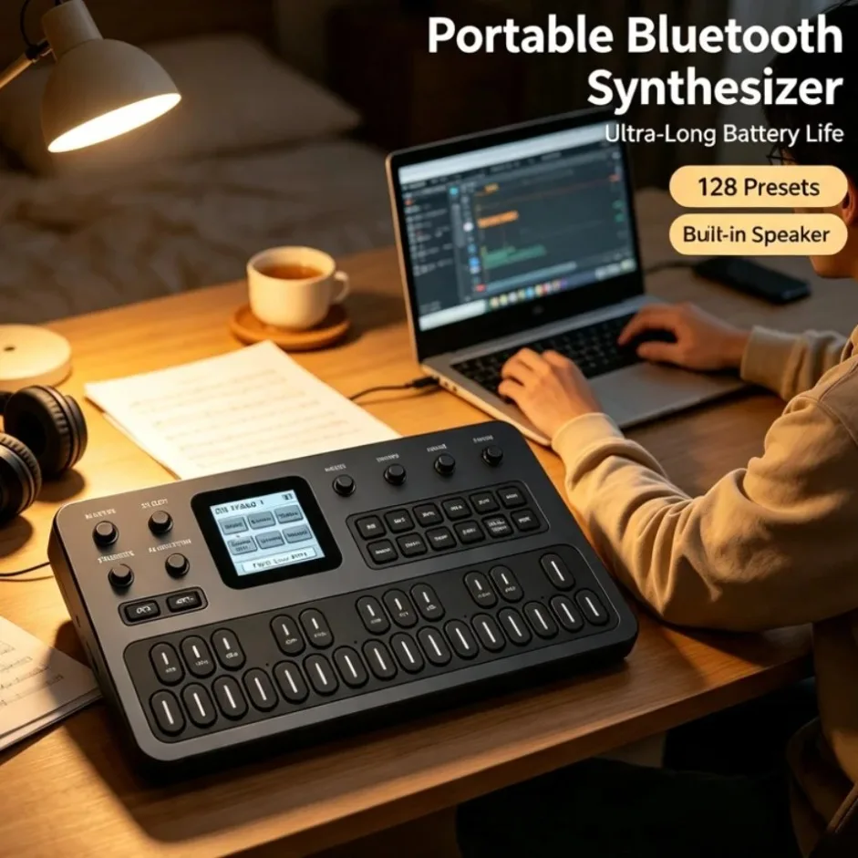 M-Vave Fm-1 Portable Fm Synthesizer Effect Pedal 12h Battery 6-Operator 32-Algorithm 128 Presets Built-In Speaker Bluetooth Midi