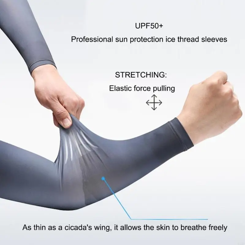  Ice Silk Arm Sleeve Nonslip Arm Protector for Running Fishing Cycling Enduring