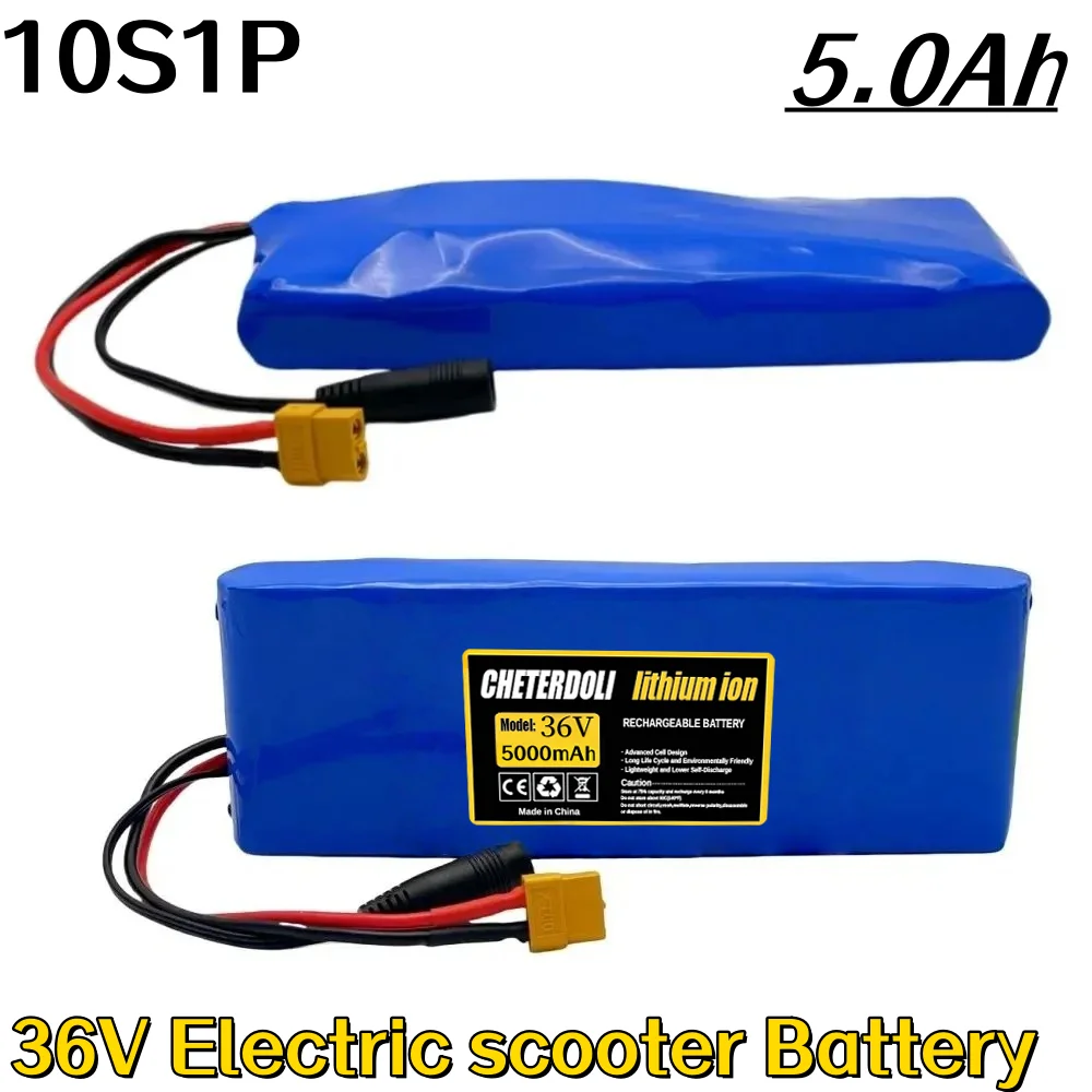 

New 36V 5000mAh 10S1P Battery for Electric Scooter, High Capacity Rechargeable 18650 Lithium Battery with BMS Protection 250W.