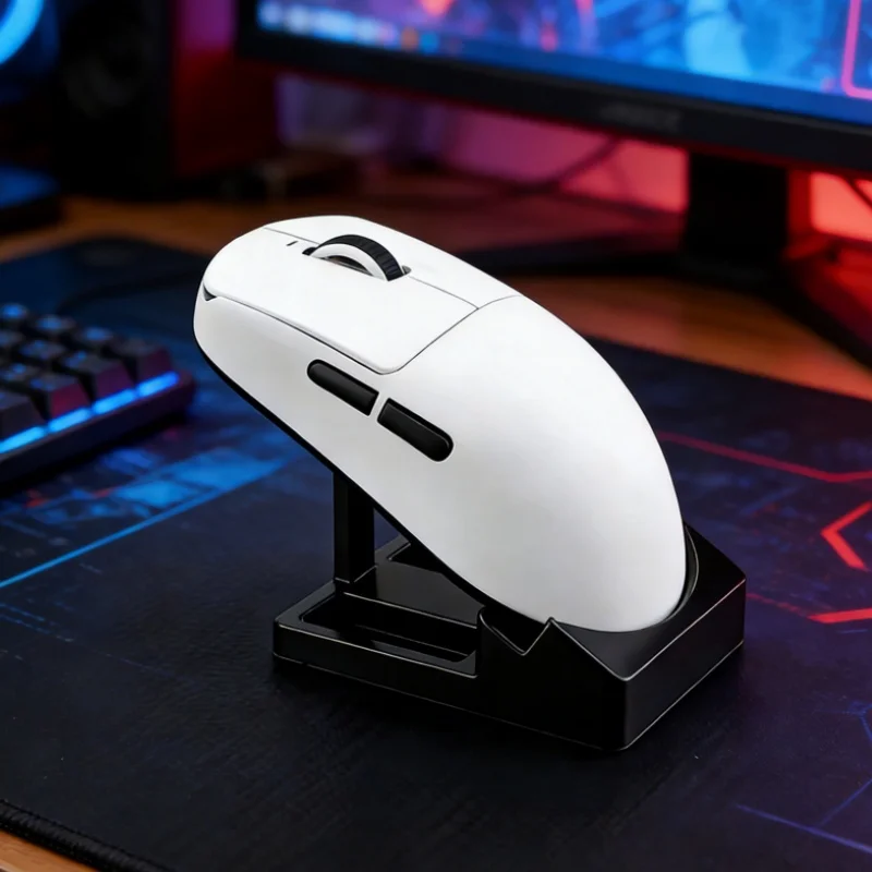 

Fashion Black Desktop Mouse Stand Ergonomic Plastic Base Mouse Storage Holder For Office Home Workspaces Game Enthusiasts Gift