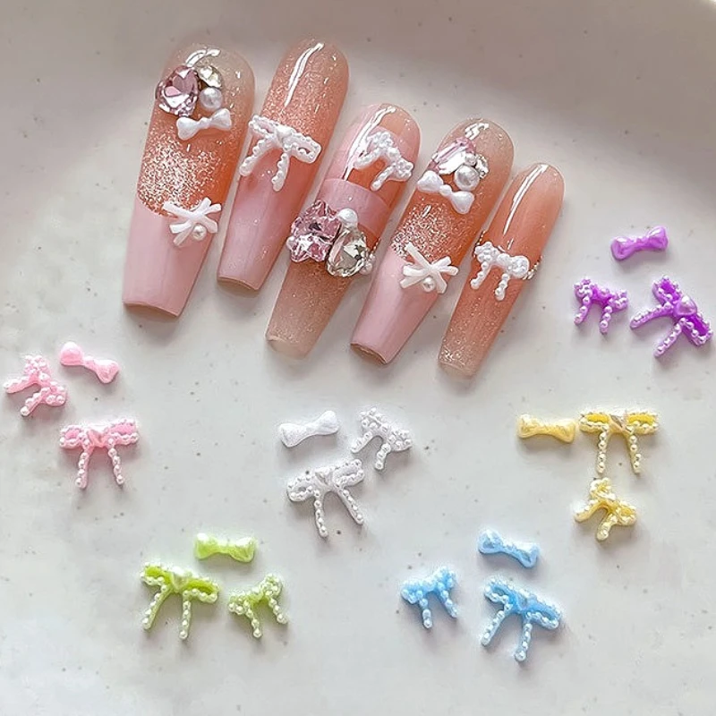 일본식 한국식 달콤한 컬러풀 리본 나비 진주 레오파드 눈송이 크리스마스 별 네일 아트 액세서리 장식