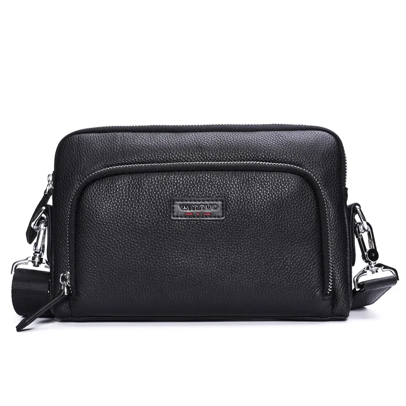 SENOFAN 2024 Shoulder Bag Men Horizontal Korean Real Cow Leather Clutches For Male Brand Wristlet Crossbody Messenger Bags