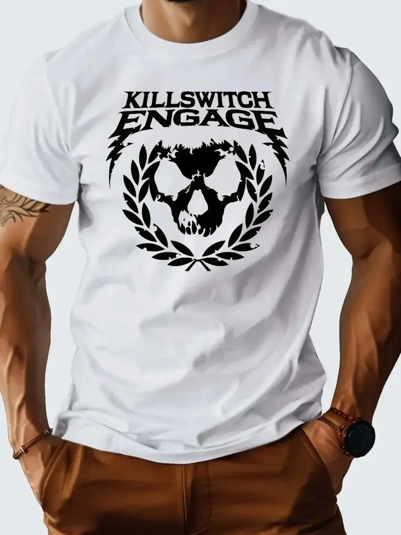 

Men'S Killswitch Engage Skull Print T-Shirt - 100% Cotton, Loose Fit, Heavy Metal Style, Breathable & Machine Washable, Casual S
