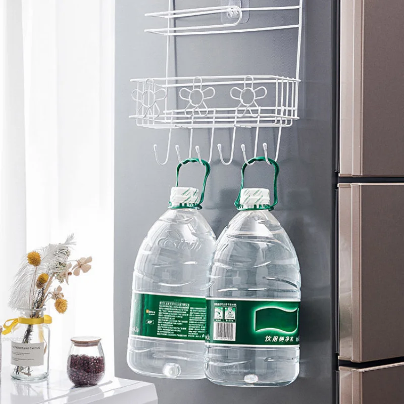Spice Organizer Fridge Wall Side Hanging Storage Rack Towel Bottle Refrigerator Side Shelf Condiment Organizer Kitchen Gadgets