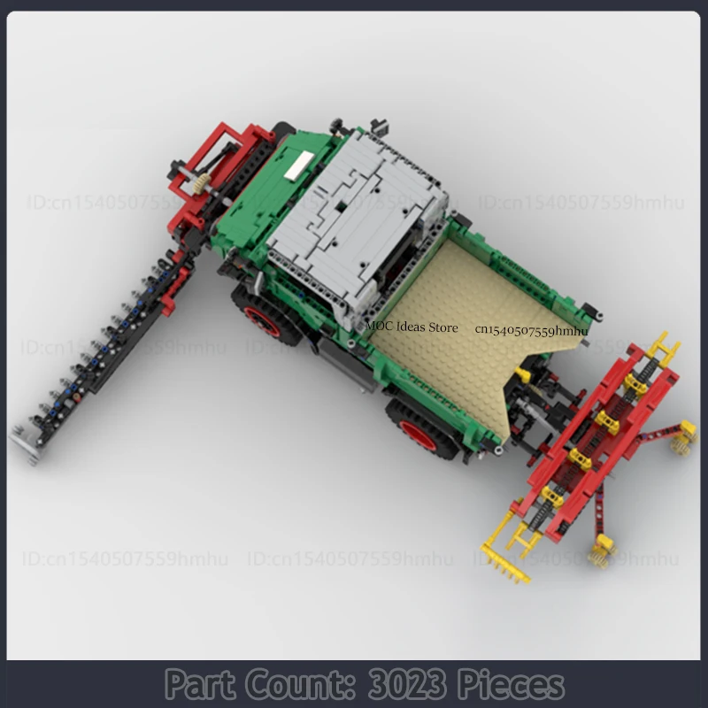 

Строительные блоки MOC, серия городских строительных машин, зеленый с ленточными граблимами и режущей планкой, технология двигателя, кирпичи, игрушки, рождественские подарки