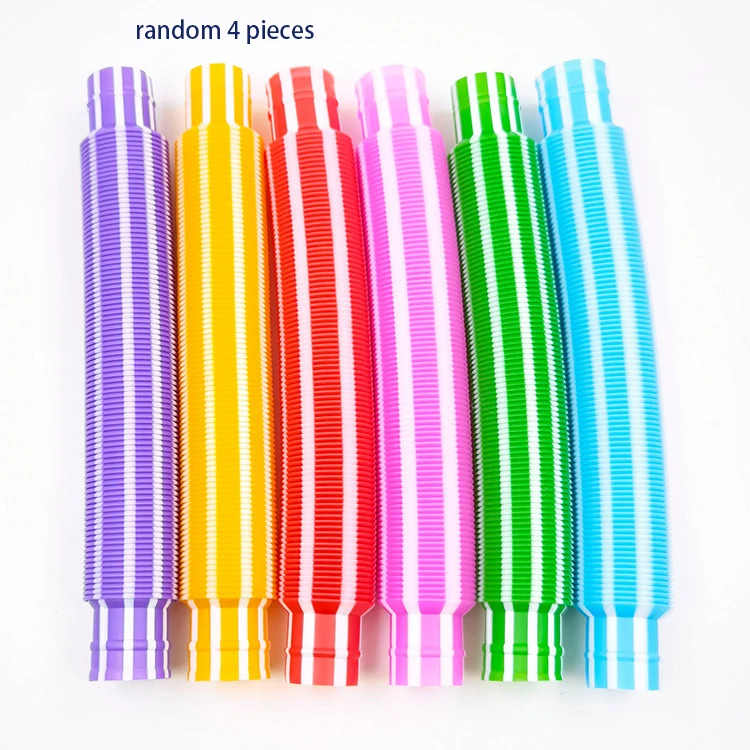 4-pack Mini Pop Tube Zintuiglijk Fidget Speelgoed Kleurrijk Heavy-Duty voor Bouw Gebouw Educatief Speelgoed voor Stress Autisme ADHD