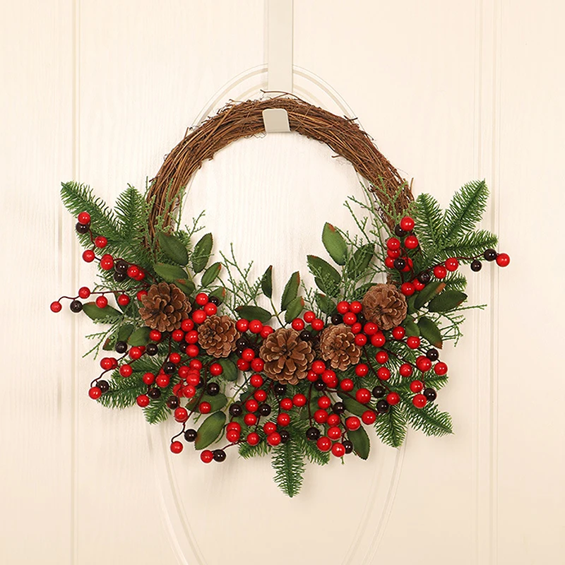 

Christmas Wreath with Richness Xmas Ornaments, Vintage Xmas Decoration Garlands for Outdoor Indoor Front Door Window, New Year