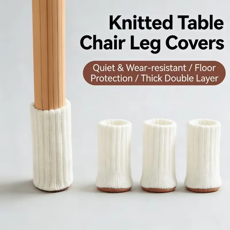 4 Pcs High Elastic Noise-Reducing Furniture Leg Socks, Woven Non-Slip Floor Protector Pads Fit for Multiple Table & Chair Leg