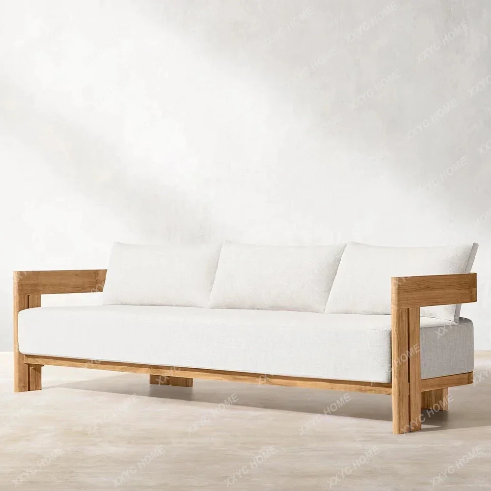 Conjunto de sofá de jardim de teca para quintal e móveis com almofadas