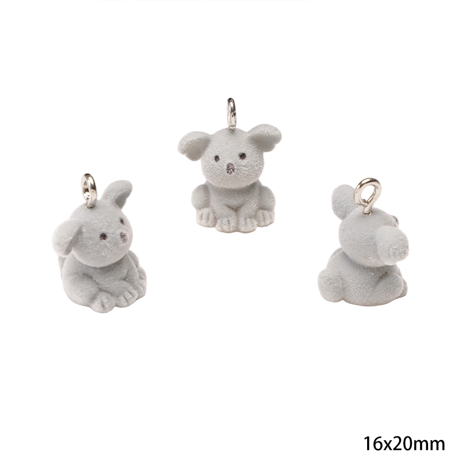 3D Flocking Resin Animal Charms for DIY Jewelry