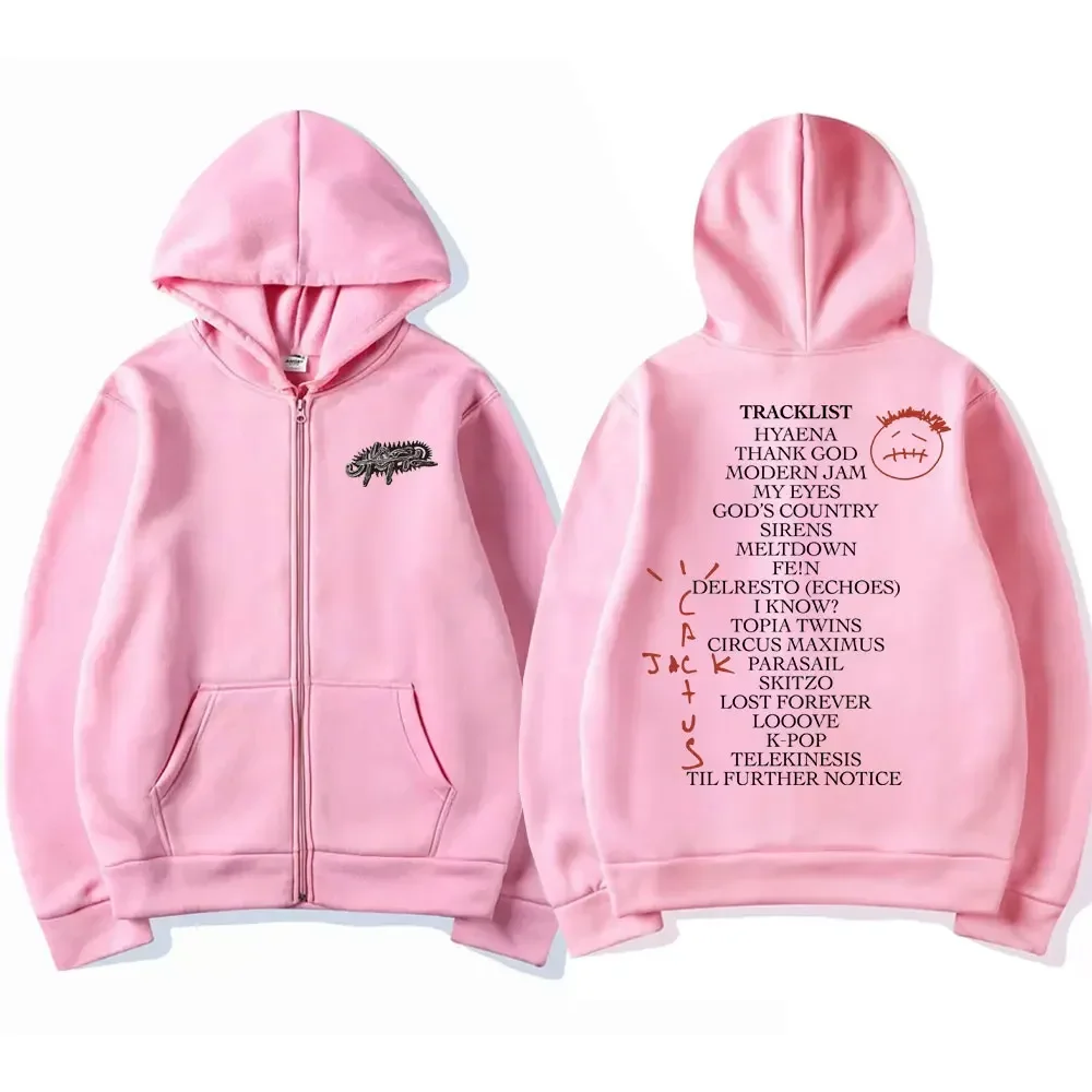 Rapper Cactus Jack Album UTOPIA Double Sided Print Zipper Hoodie Men Women Hip Hop Vintage Zip Up Sweatshirt Oversized Pullovers