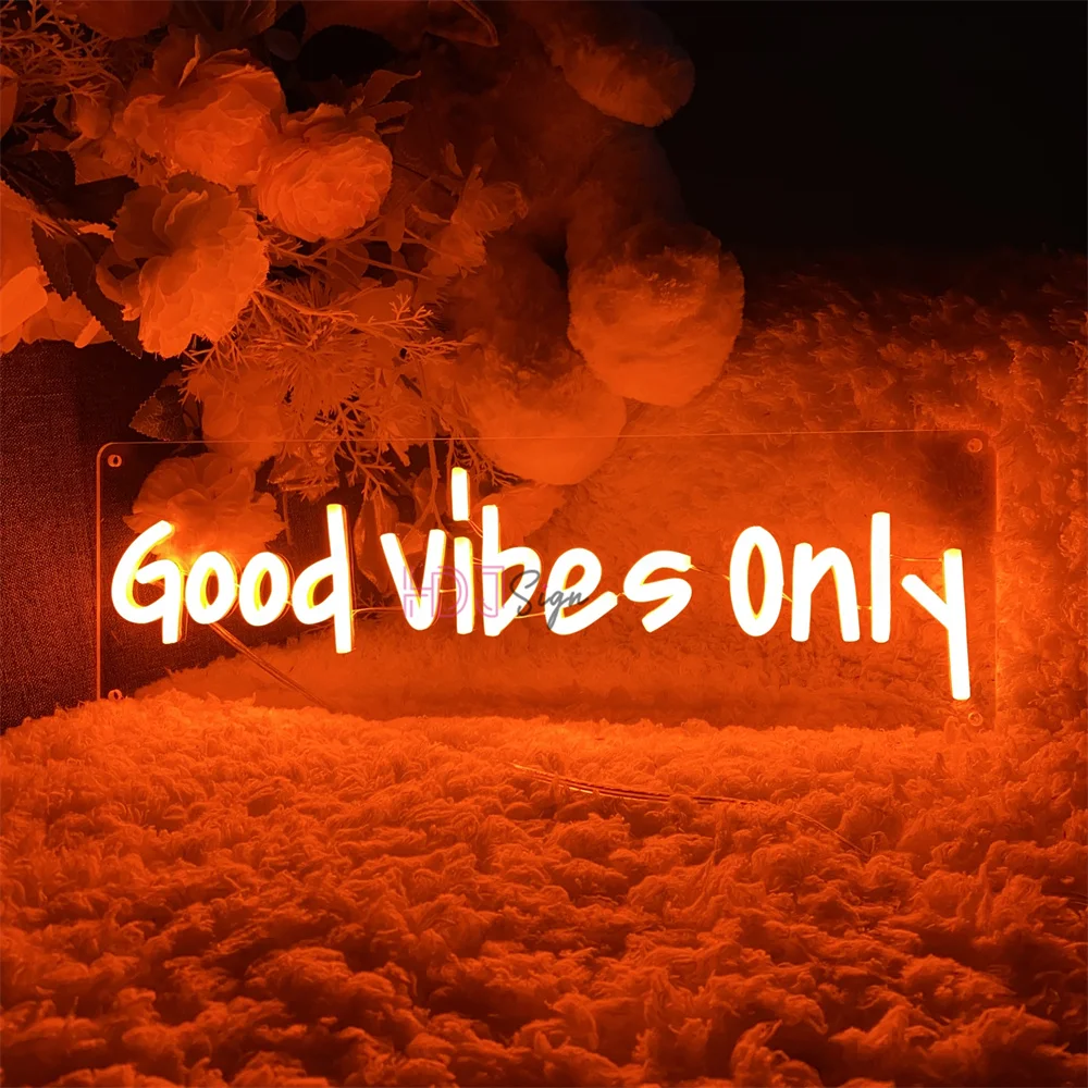 Good Vibes Neon Led Sign Home Room Wall Decor Custom LED Night Lights USB Signboard Neon Lamps Wedding Bedroom Decoration Sign