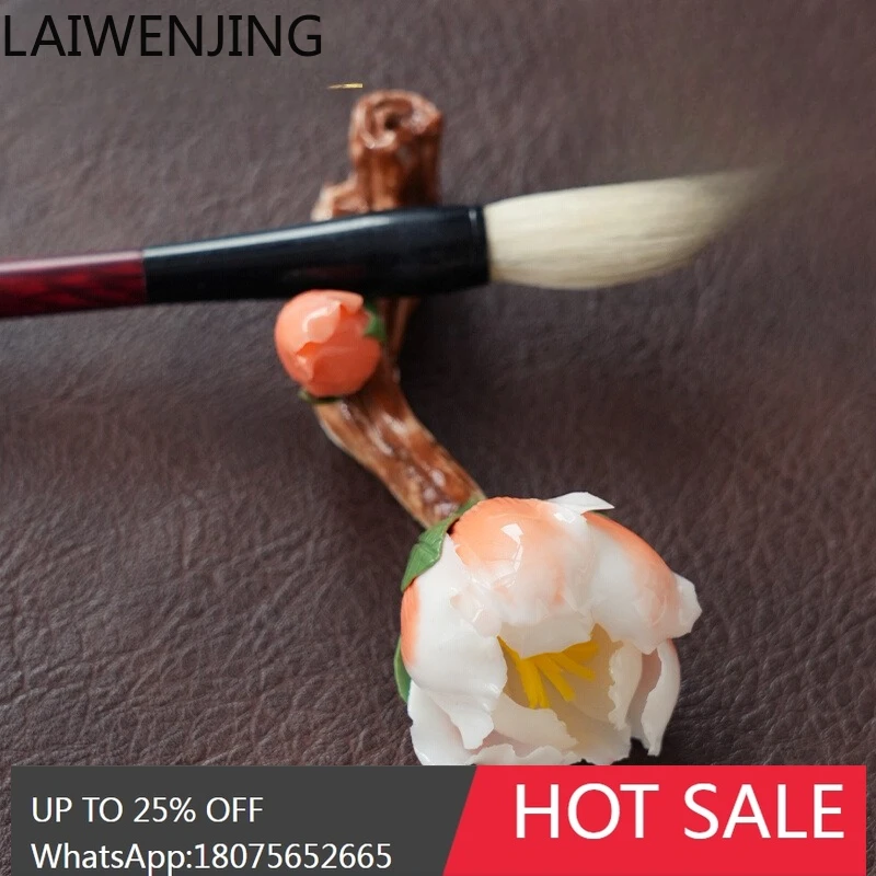ceramic new Chinese handmade peony incense insert tabletop ornament clip pad