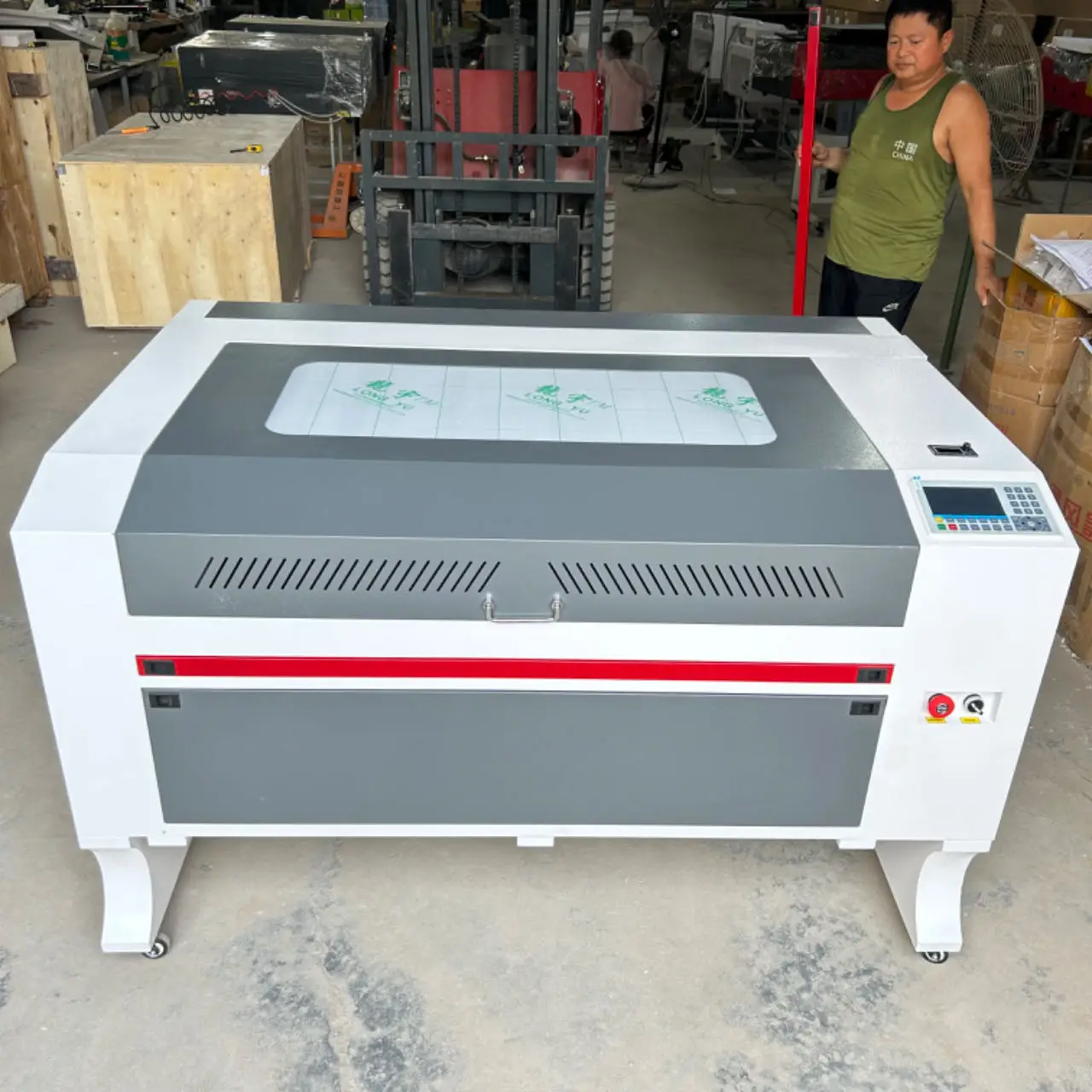 1060 Ruida6445 100*60mm co2 laser engraving and cutting machine with X Y all 15mm rail  and nema 23 motor 60W 80W 100W 150W