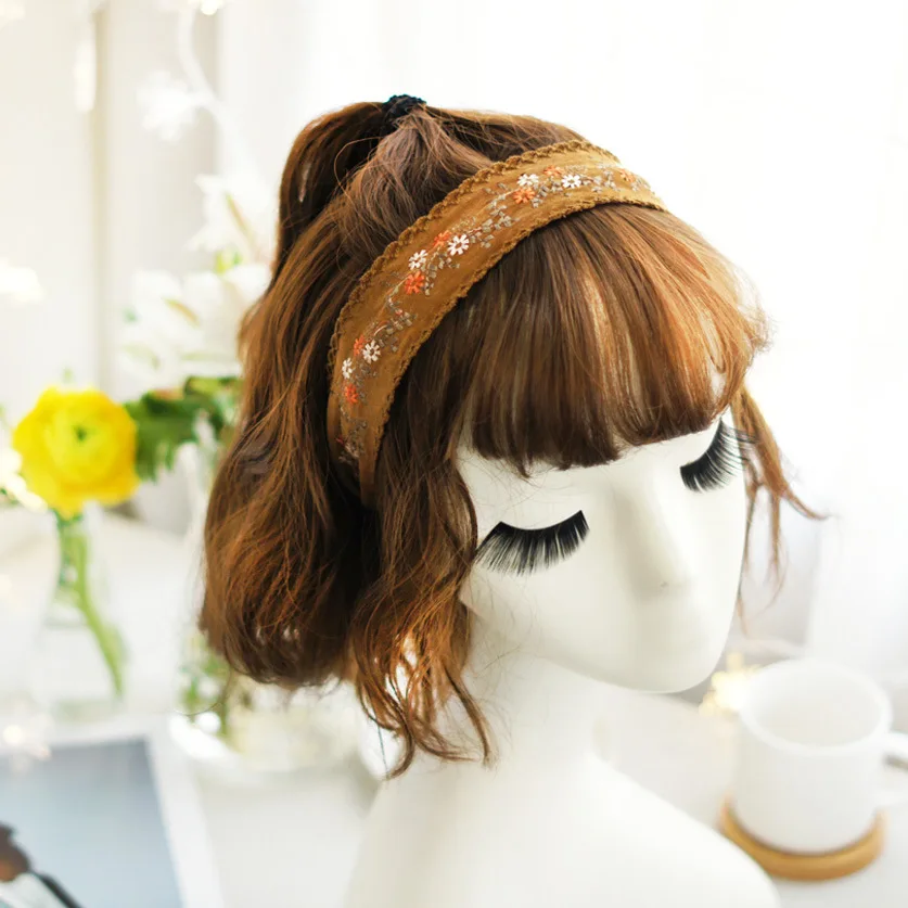 Diademas bordadas de lado ancho de seda brillante para mujer, accesorios para el cabello de lentejuelas para niñas, diademas de corona de flores