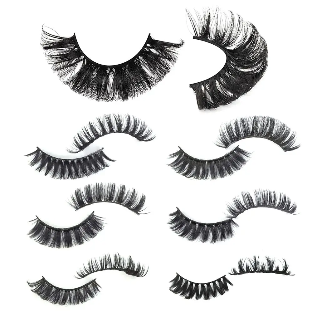 for Party Halloween Cosplay D Curl Natural Long Curled Full False Eyelashes Eyelashes Russian Strip Lashes Faux Mink Lashes