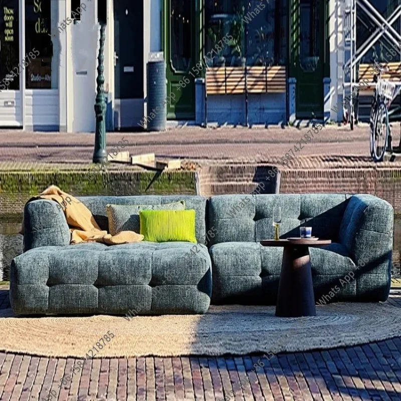 

Диван N67 в ретро-стиле из ткани «маршмеллоу», минималистичный дизайнерский диван для небольшой квартиры, средневековый скандинавский диван из хлопка и льна на три места.