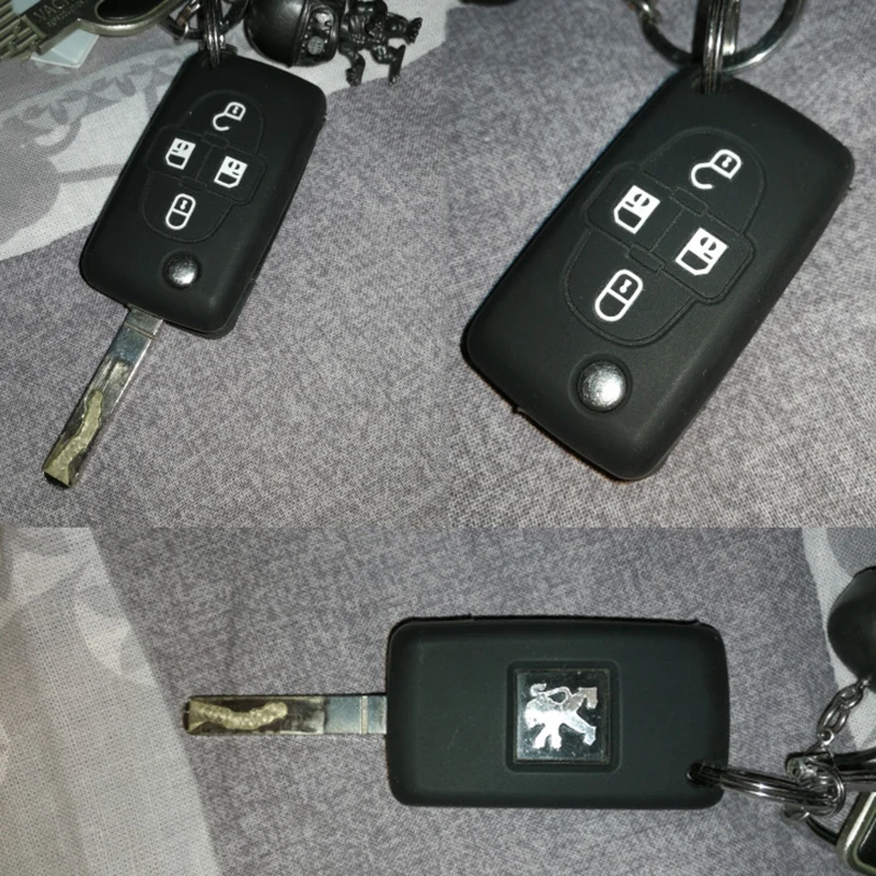 AX For Peugeot 1008 807 Citroen C8 Skin Holder 2007 2008 2009 4 Button Silicone Car Remote Key Fob Shell Cover Case