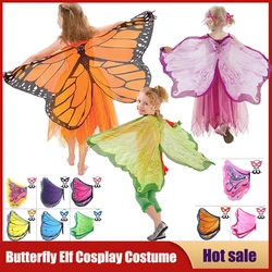 Kids Butterfly Wings Costume Girls Fairy Shawl Pixie Children's Elf Angel Mask Cloak Fancy Dress Stage Party Performance Cosplay