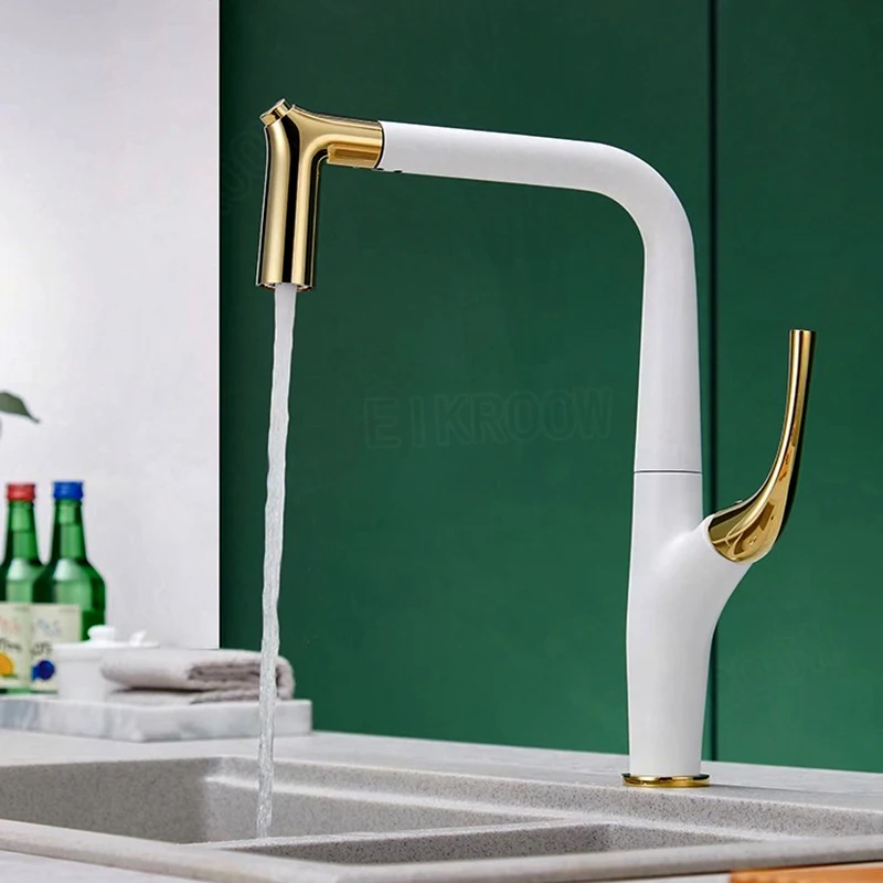 

luxury Pull Out Kitchen Faucet Water Filter Tap Brass Crane For Kitchen Deck Mounted Black Sink Faucet Mixer 3 Way KitchenFaucet