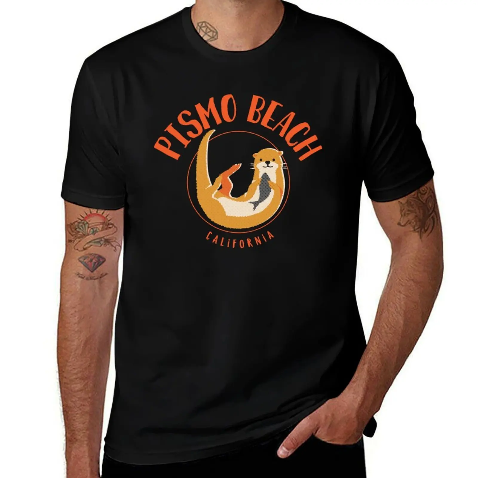 Pismo Beach California Sea Otter Design T-Shirt Plus Size All Match Tee Shirt T-Shirt