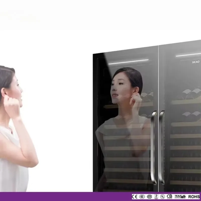 Free Standing Modern Large Tall Led Display Vertical Glass Door Front Dual Zone Cooler Wine Refrigerator