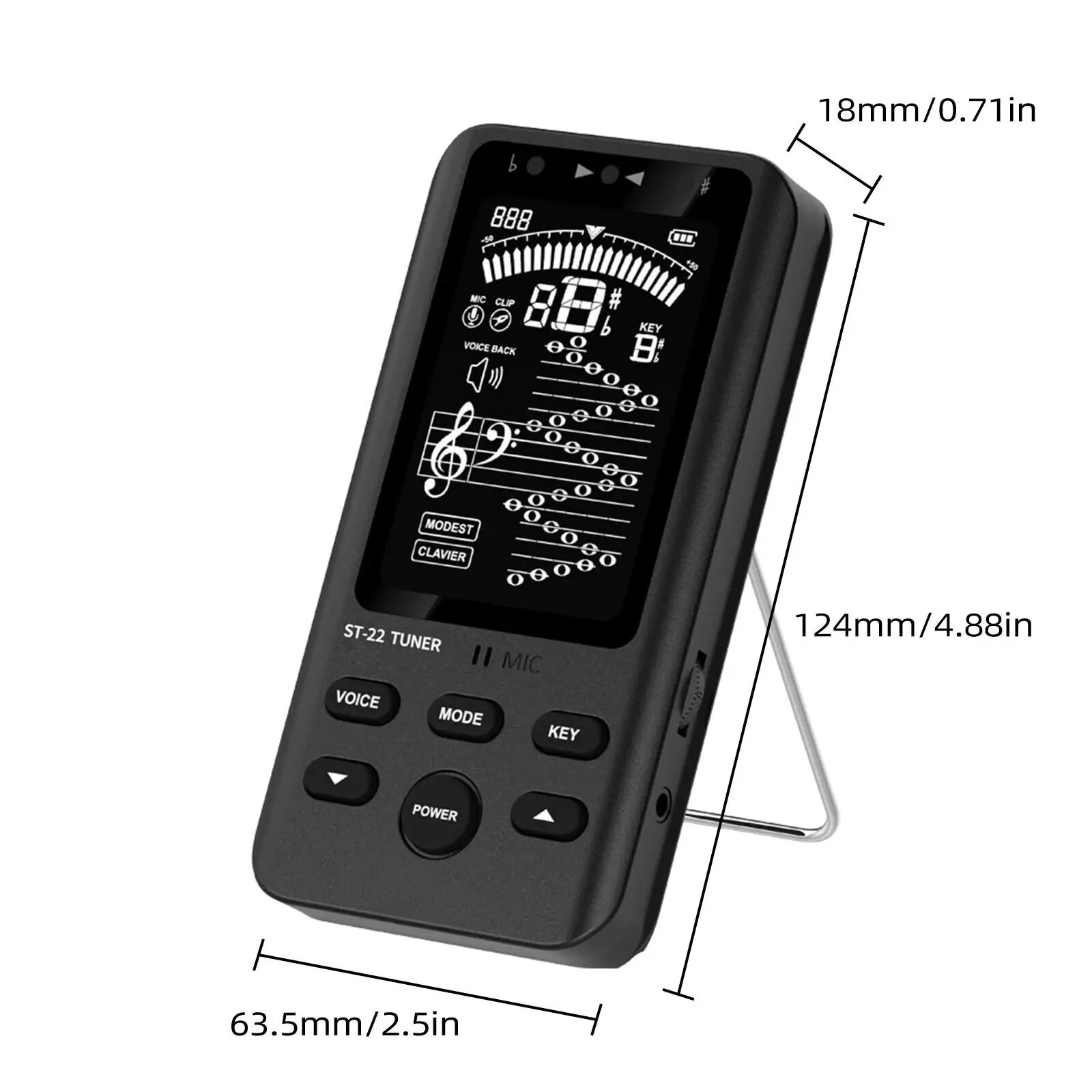 ST-22 Metronome for Rechargeable Digital Tuner with Following Sound and Shielding Variable Guitar Bass Violin Ukulele