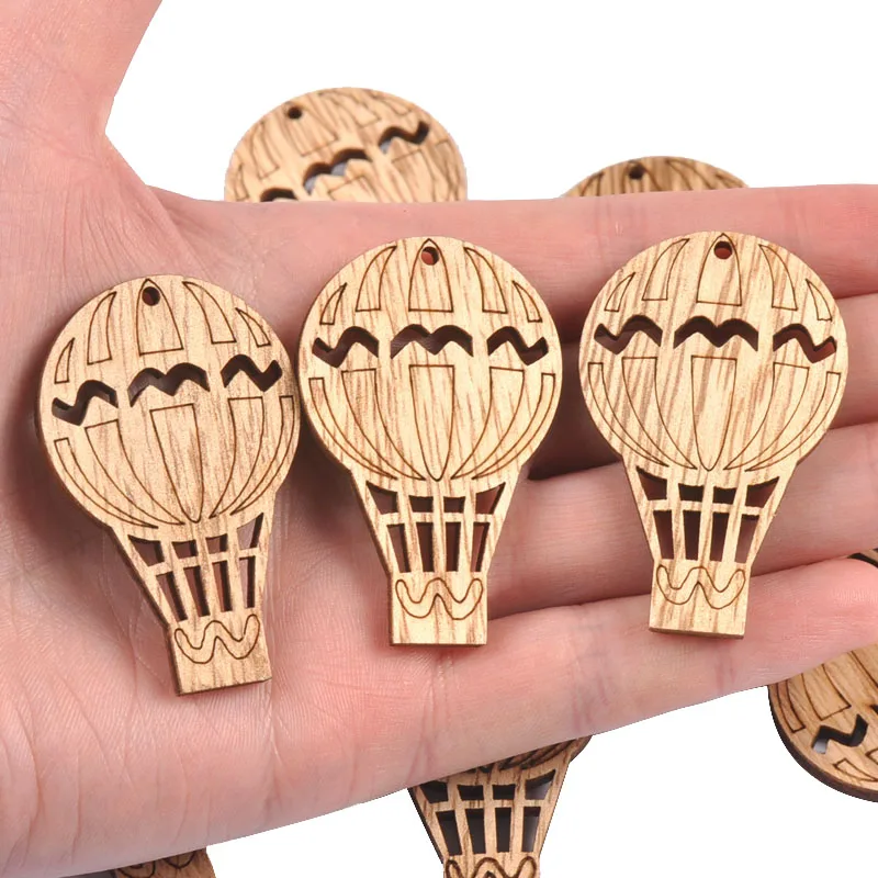 20 sztuk naturalne Retro Hot balon dmuchany drewna rzemiosła dla Handmade Scrapbooking ozdoby niedokończone drewniane Decor sztuka do domu m1614
