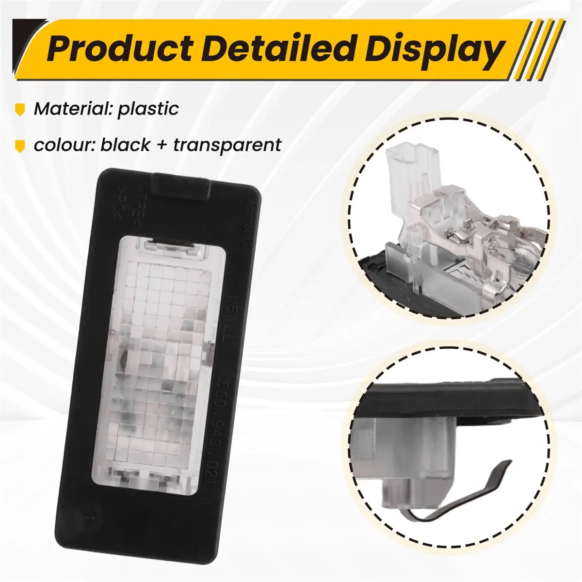 #92K License Plate Light,Halogen License Plate Lighting for Passat B6 B7 Jetta Tiguan Sharan (Black & Transparent)