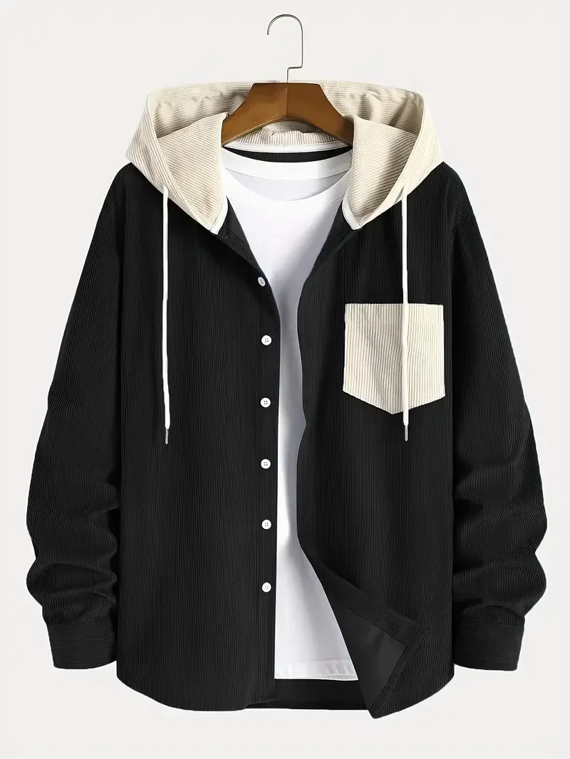 The 2027 New Fashion Trend Spring and Autumn Corduroy Hooded Jacket Is Comfortable and Casual for Daily Commuting for Men