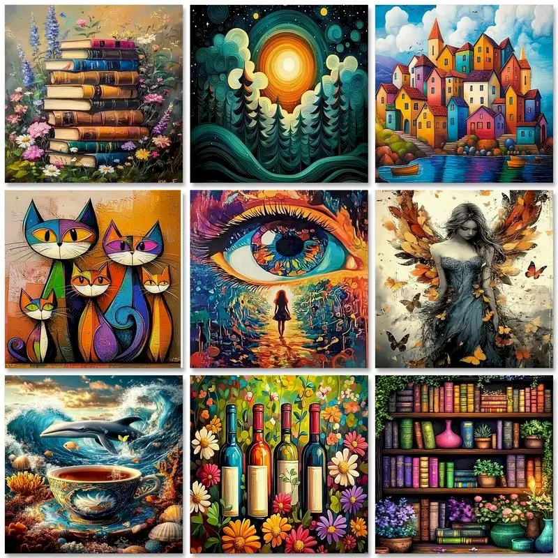 CHENISTORY DIY Frame Paint By Number Abstract Landscape For Adults Picture By Numbers Animals Acrylic Paint On Canvas Home Decor