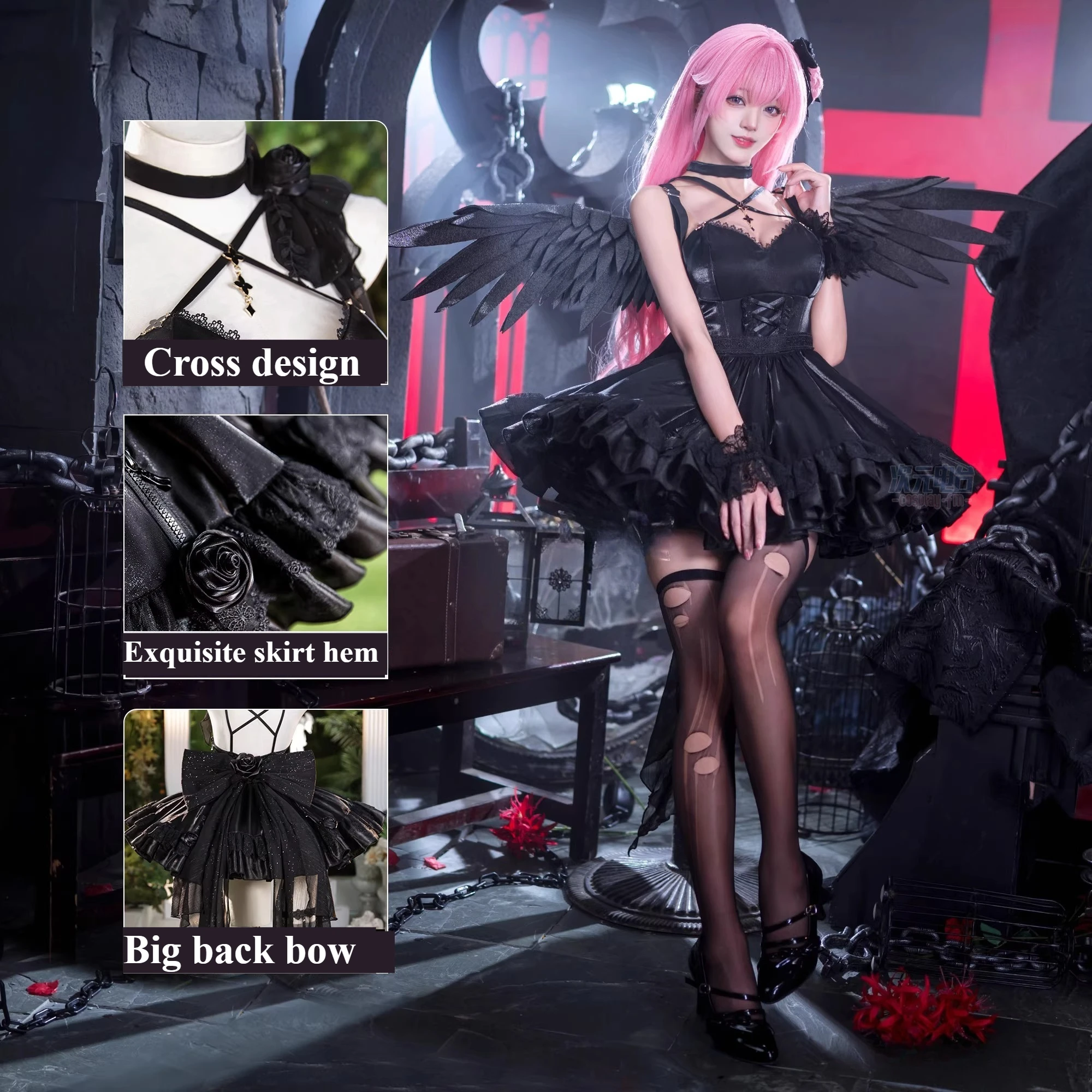 NIKKE: disfraz de Cosplay de la diosa de la victoria Dorothy, vestido negro de fiesta de Dorothy Dawn, traje de juego, ropa de juego de rol de Halloween