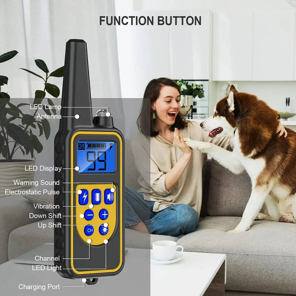 800m Electric Dog Training Collar Detachable Bark Rechargeable Anti Barking Shock Vibration Reflective Collar for All Dogs Pet - view 5