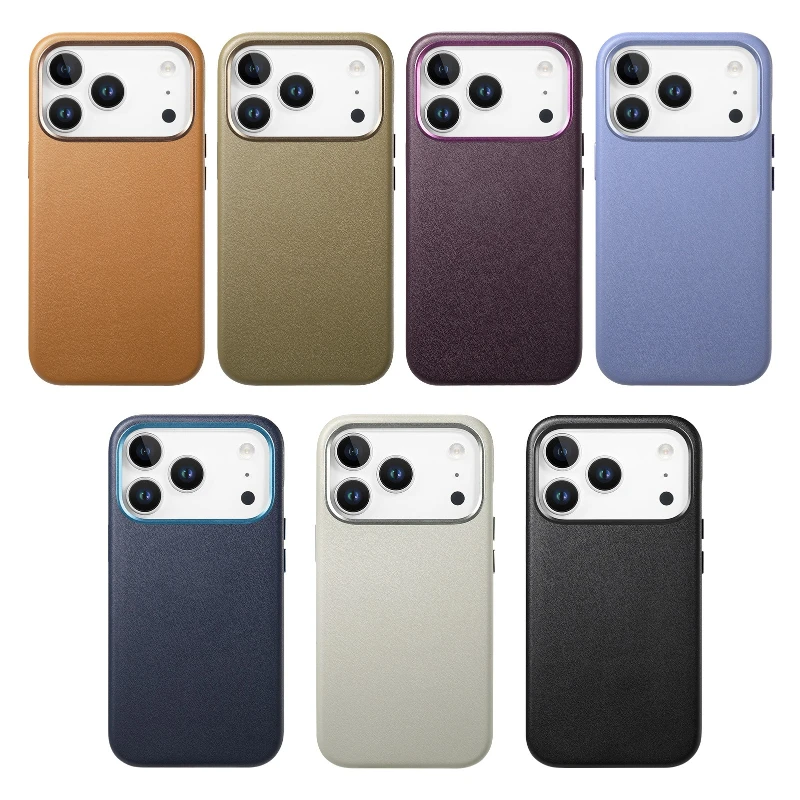 Lederhülle für Magsafe Magnetische Hülle für iPhone 18 17 16 15 14 Plus 13 Pro Max Air 17E 16E Stoßfeste Handyhülle mit Metall-Kameraring