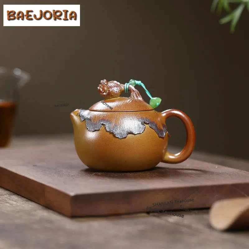 

170ml Exquisite Yixing Purple Clay Teapots Handmade Goldfish Xishi Pot Raw Ore The Keel Gold Sand Mud Kettle Zisha Tea Set Craft