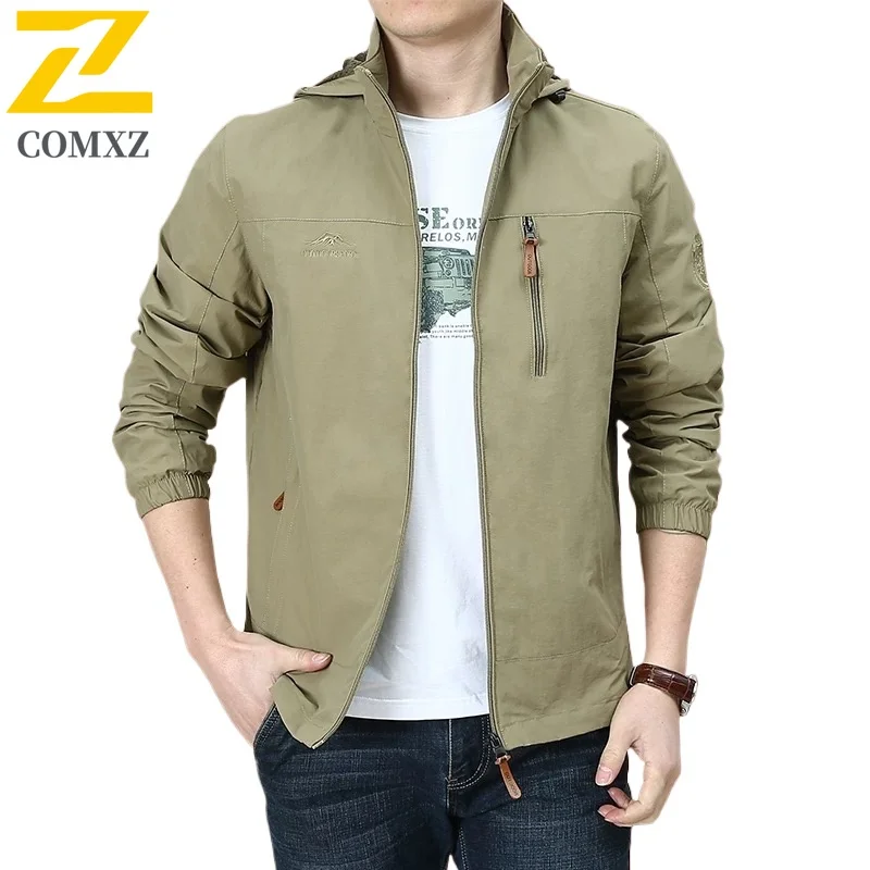 

2025 New Men Charge Jacket Fashion Embroidery Windproof Waterproof Breathable Detachable Hat Jacket Outdoor Hunting Camping Coat