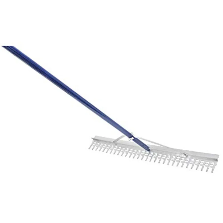 

36 Commercial-Grade Screening Rake for Beach and Lawn Care with 66 Handle in Silver