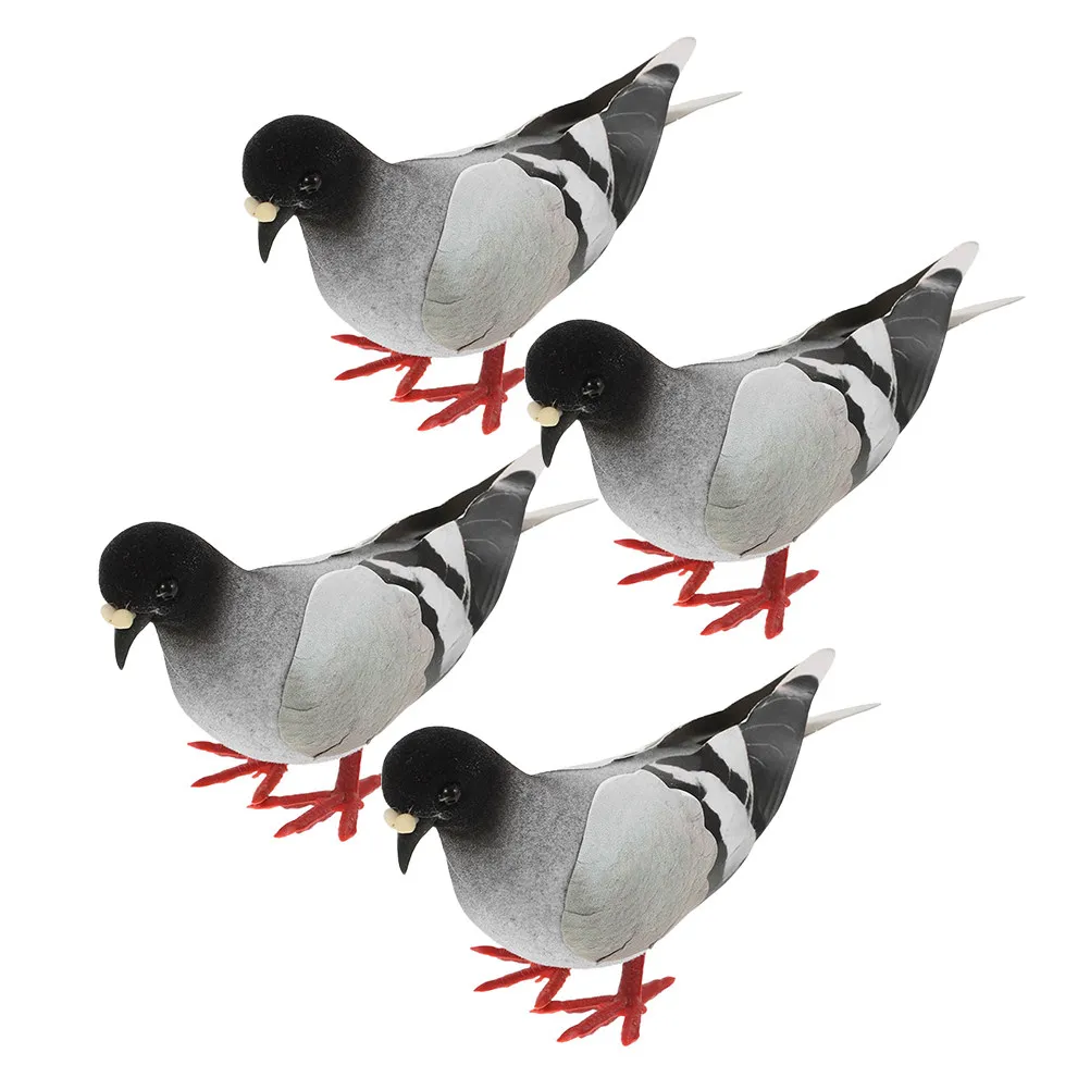 4Pcs Detailed Artificial Pigeons Garden Statue Outdoor Decor Lawn Balcony Photography Prop Simulation Bird Decoration Home