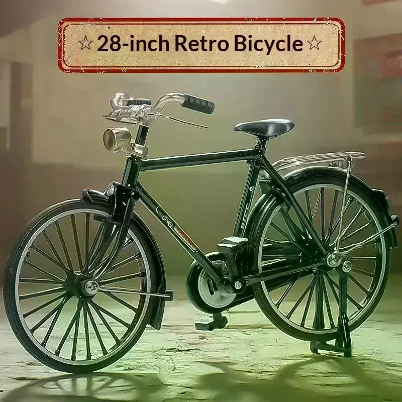 1 Zestaw Kolekcjonerski Model Roweru Retro 1:10, Mini Rower Górski z Odlewu Stopu Metalu z Pompką do Napełniania, Zabawki