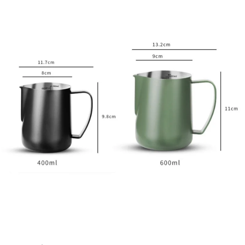 400/600ML Coffee Frothing Pitcher Pointed Steam Pitcher 304 Stainless Steel Milk Cylinder Appliance Frothing Cup Garland Art