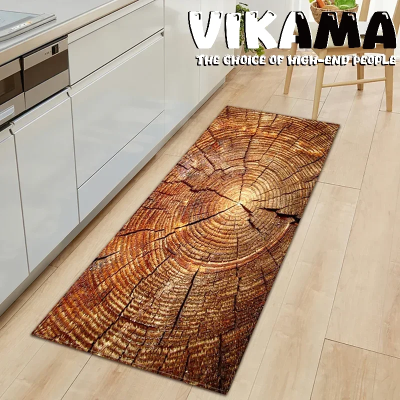 VIKAMA Kitchen Wood Grain Non-slip Floor Mats Bedroom Living Room Carpet Entrance Door Mat Corridor Balcony Absorbent Floor Mats