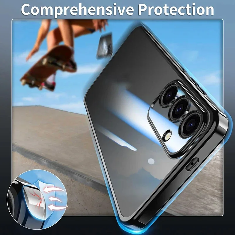 Luksusowe silikonowe etui dla Samsung Galaxy S25 S24 Plus S23 FE S22 Ultra Thin Plating Transparent Back Cover Clear Shockproof — zdjęcie 6