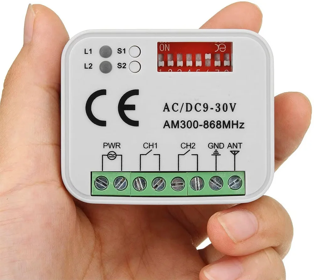 Garage Controller Remote Control Receiver 2 CH Controller Switch For 433 868 MHz Transmitter RX Multi Frequency 300-900MHz
